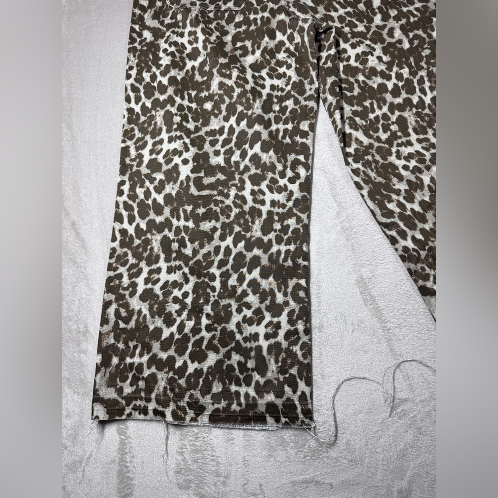 Sincerely Jules Leopard Animal Print Wide Leg Cropped 100% Cotton Jeans Size 29 - Picture 13 of 16